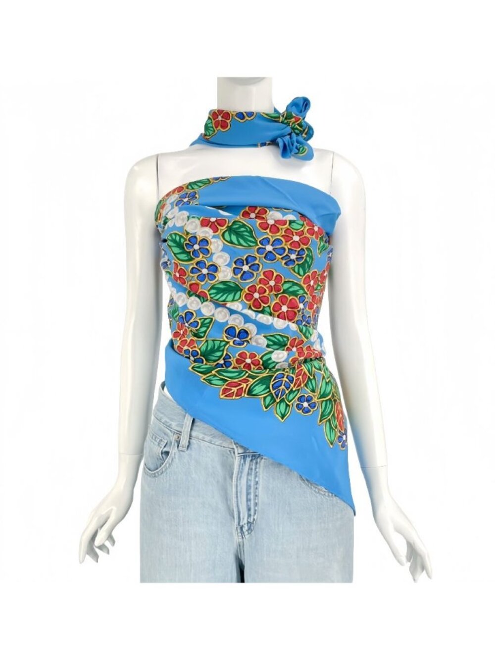 Chanel Large Scarf Silk Pattern Multicolor